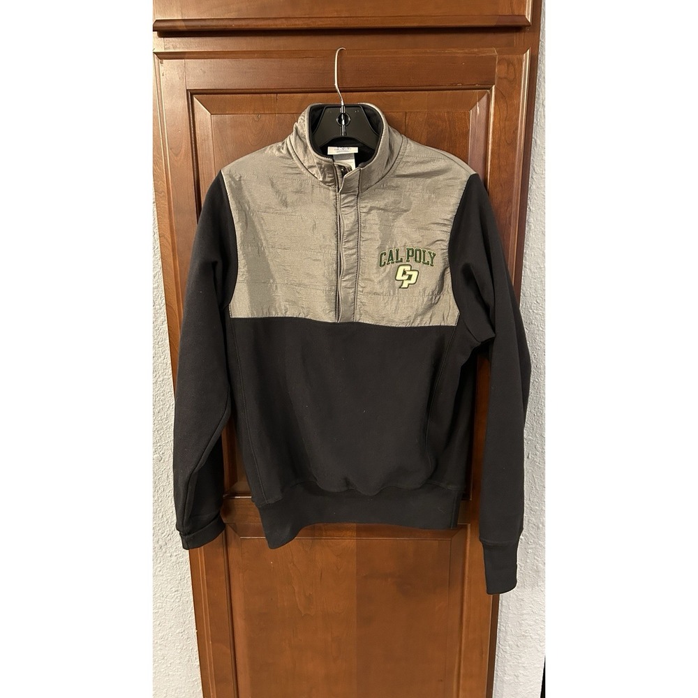 Cal Poly Reverse weave Small Black 1/4 Snap Pullover Sweater Men's Champion
